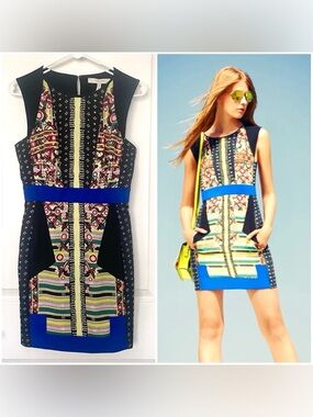 BCBG MaxAzria RUNWAY Resort 2013 Collection Sheath Dress Geometric Folk Print